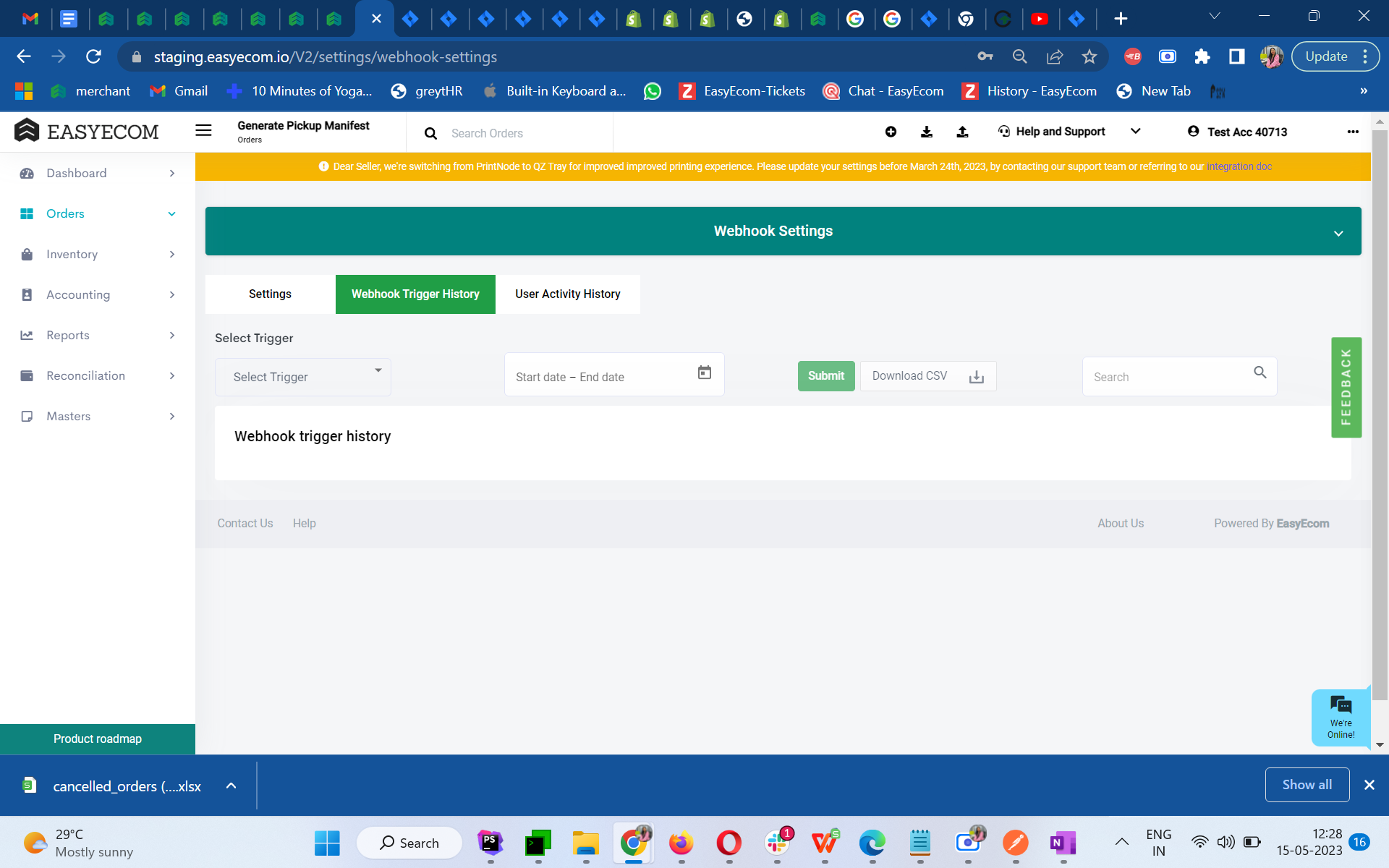 Webhook configuration